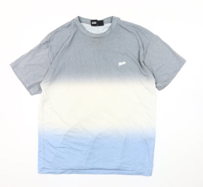 Pull&Bear Men's Blue Ombre T-Shirt - Size M