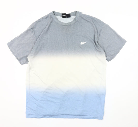 Pull&Bear Men's Blue Ombre T-Shirt - Size M