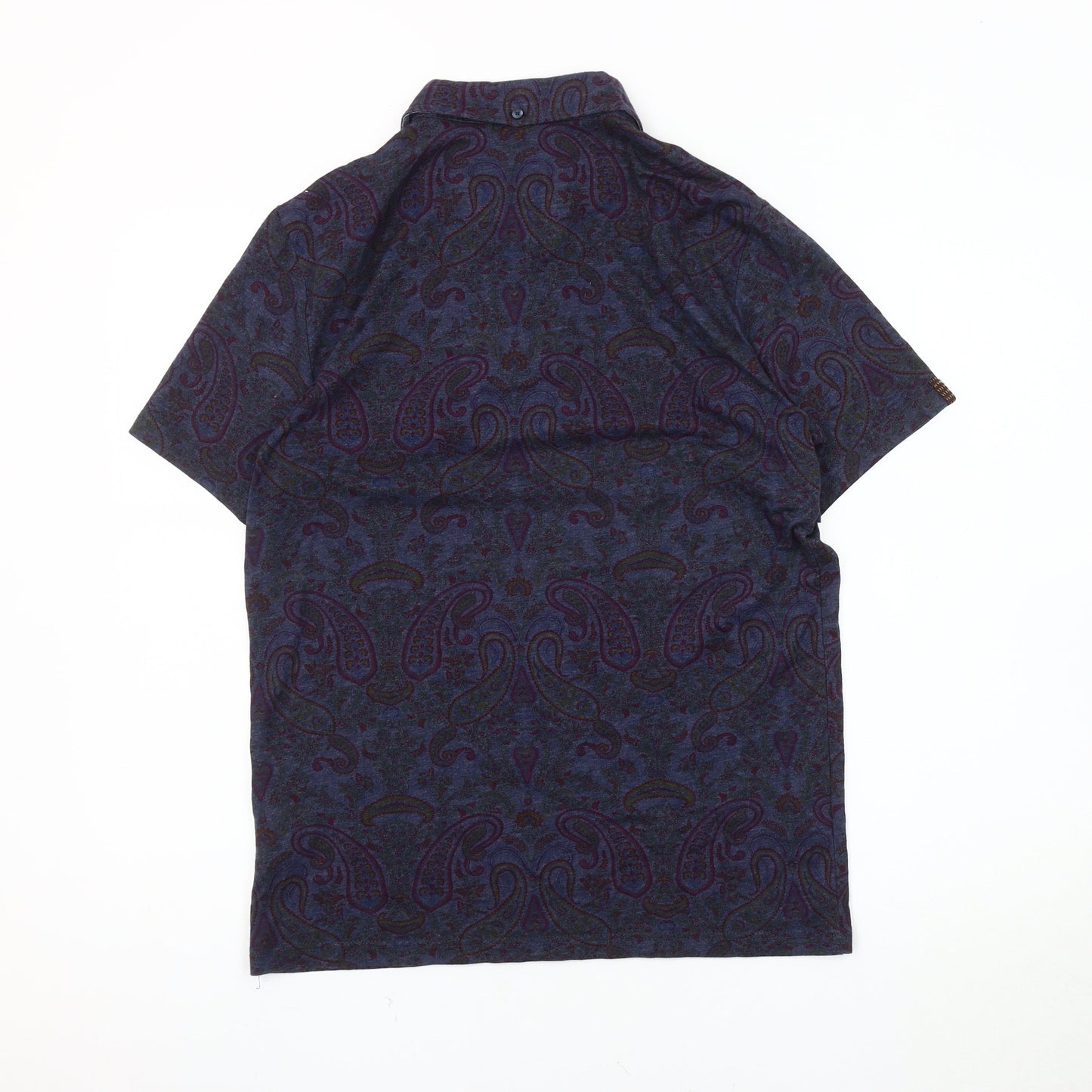 Guide London Men's Blue Paisley Polo Shirt M