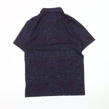 Guide London Men's Blue Paisley Polo Shirt M