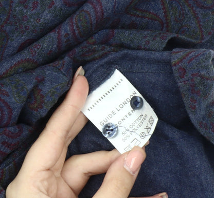 Guide London Men's Blue Paisley Polo Shirt M