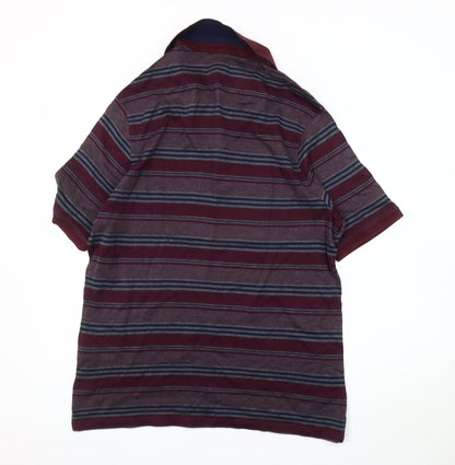 Marks and Spencer Men's Multicoloured Striped Polo, L