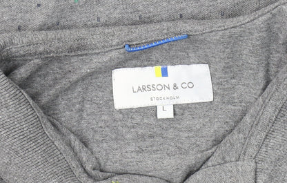 Larsson & Co Men's Grey Polo Shirt Size L Short Sleeve