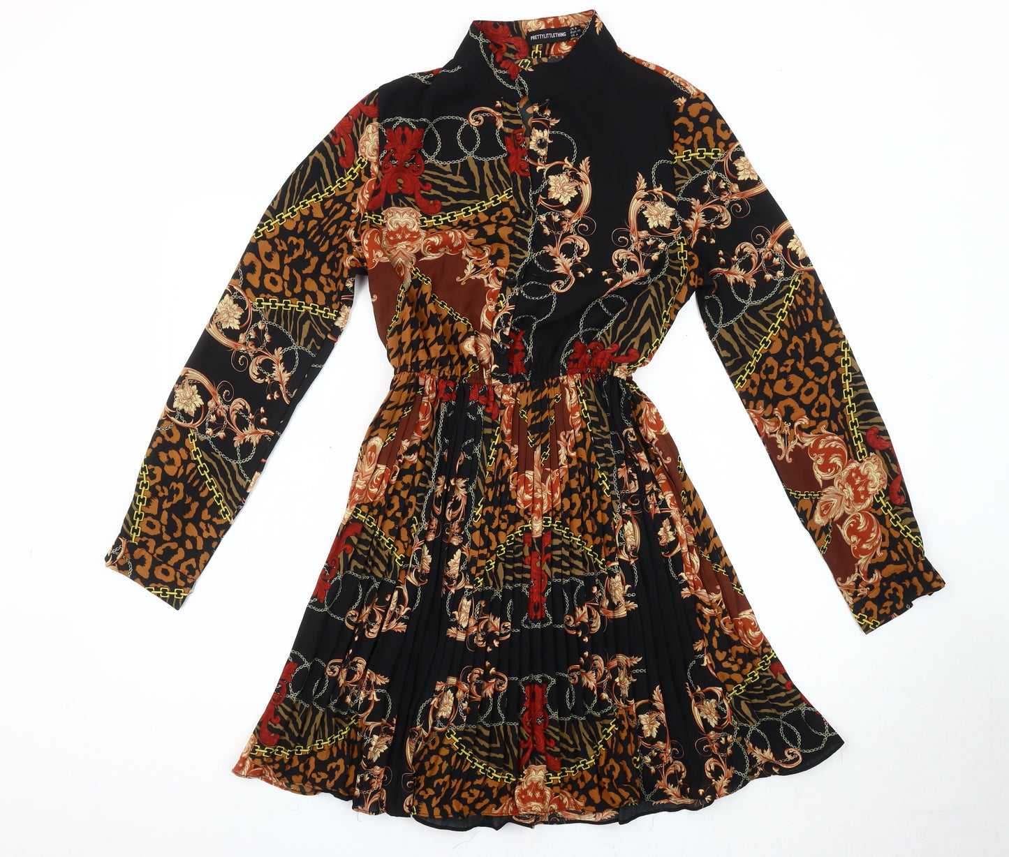 PrettyLittleThing Women's Multicoloured Size 8 Retro Dress