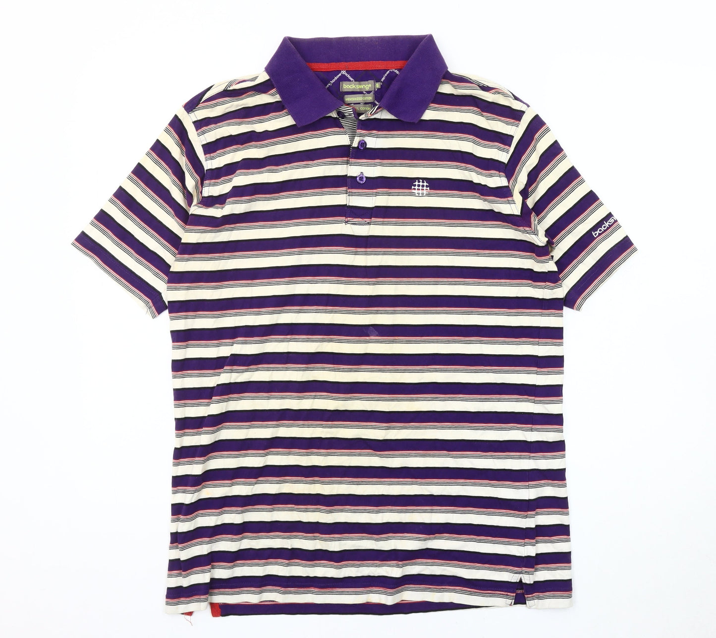 backswing Men's Purple Striped Polo Shirt Size S