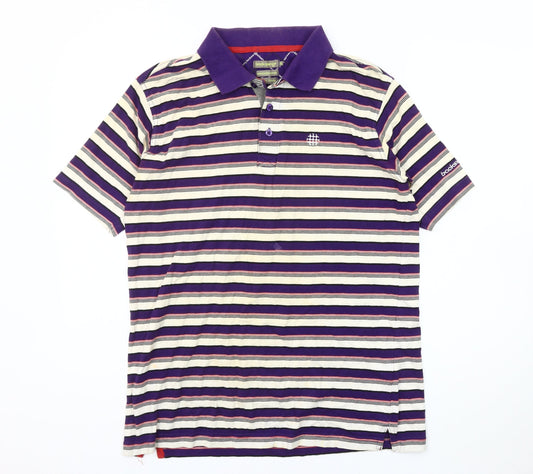 backswing Men's Purple Striped Polo Shirt Size S