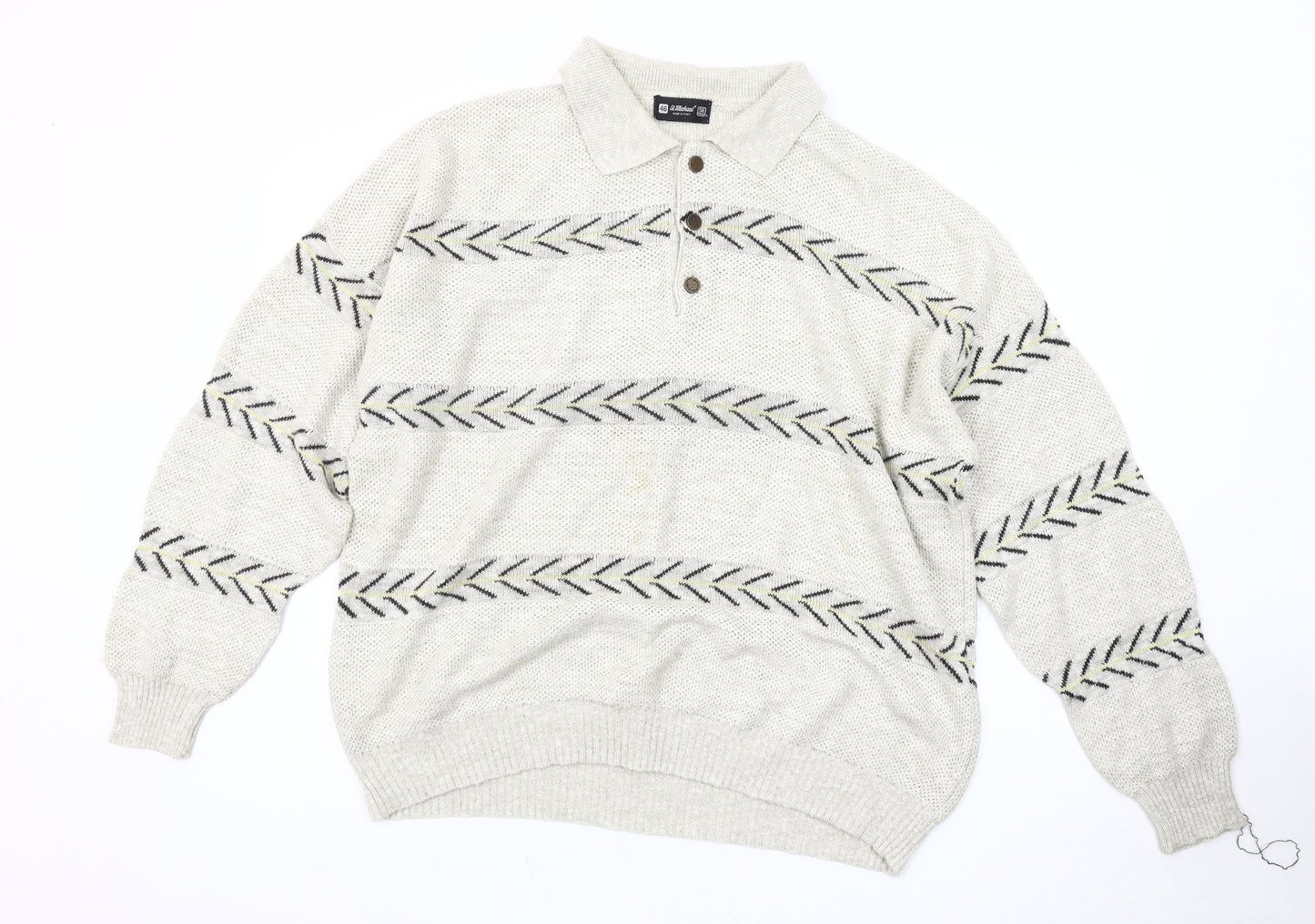 St Michael Men's Beige XL Collared Pullover Jumper