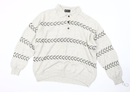 St Michael Men's Beige XL Collared Pullover Jumper