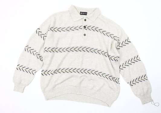 St Michael Men's Beige XL Collared Pullover Jumper