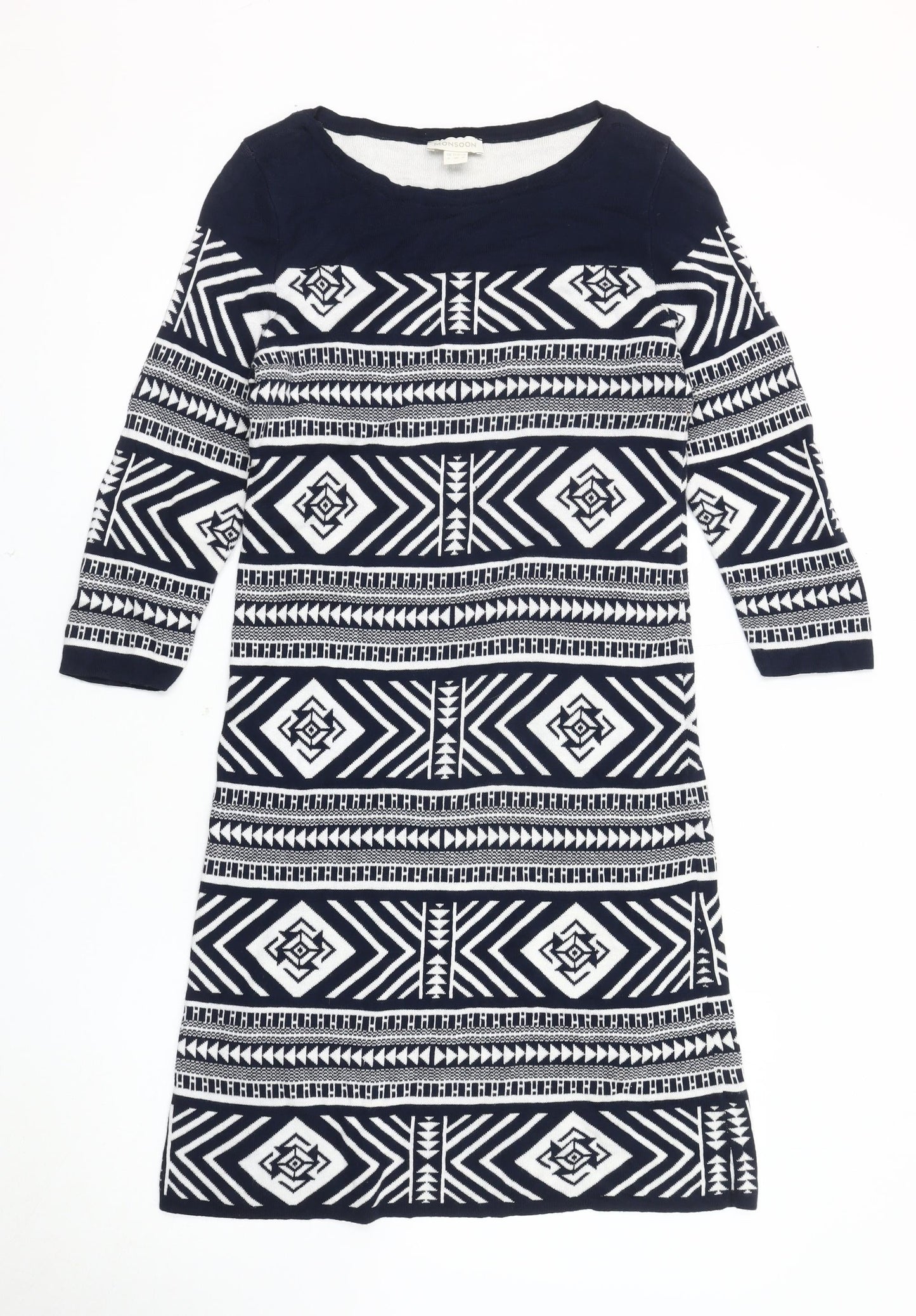Monsoon Women's Blue Geometric Shift Dress Size 8