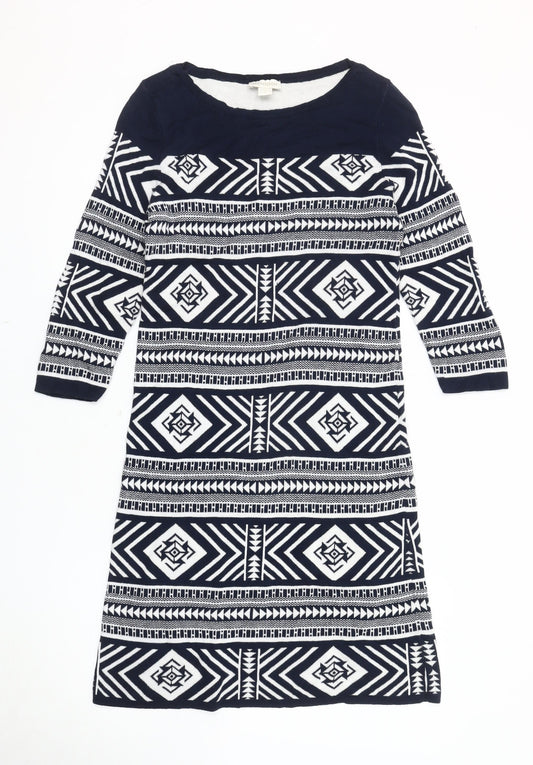 Monsoon Women's Blue Geometric Shift Dress Size 8