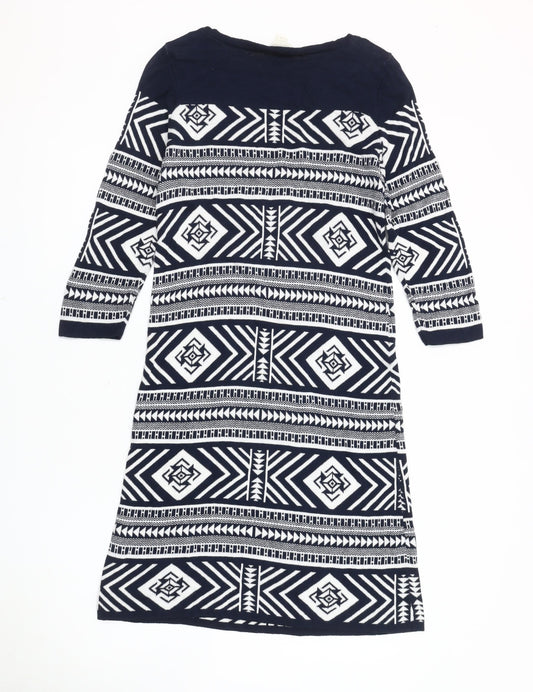 Monsoon Women's Blue Geometric Shift Dress Size 8