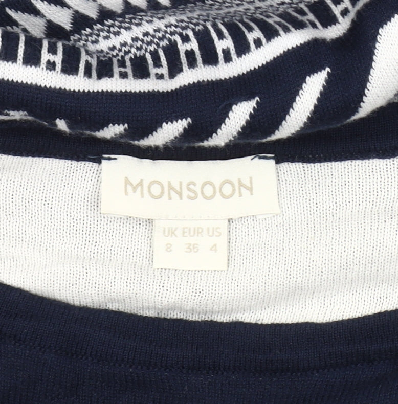 Monsoon Women's Blue Geometric Shift Dress Size 8