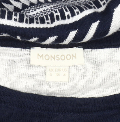 Monsoon Women's Blue Geometric Shift Dress Size 8