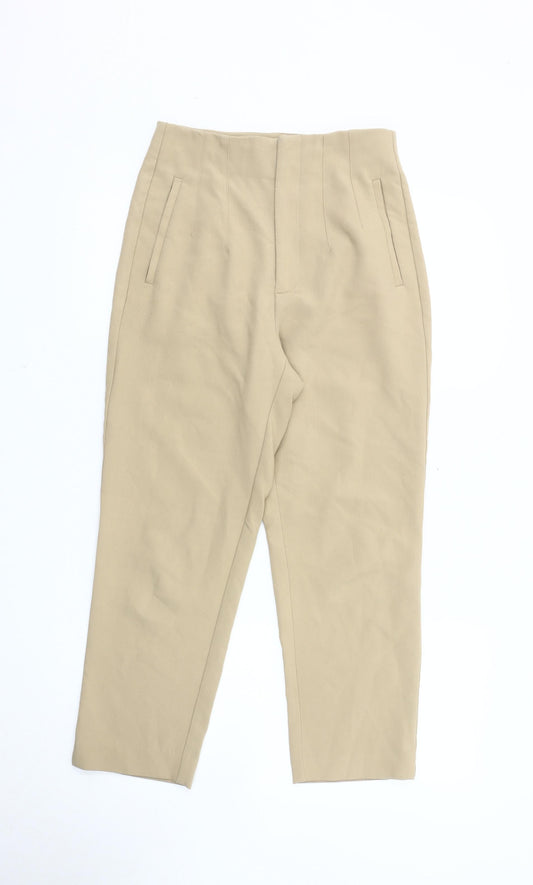 Stradivarius Women's Beige Trousers, Size 8, Straight Leg