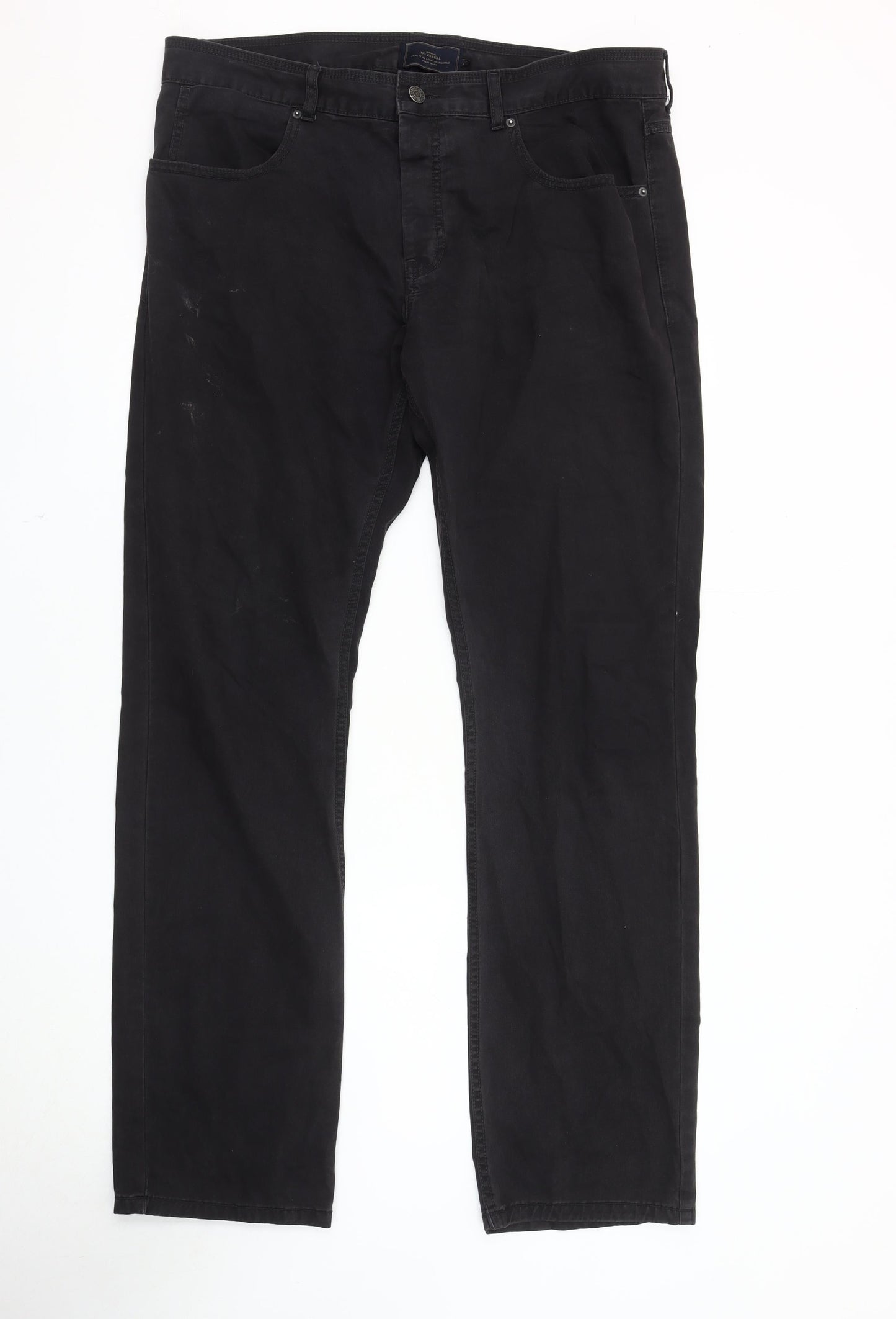 MO Casual Men's Black Trousers, Size 48, Straight Fit