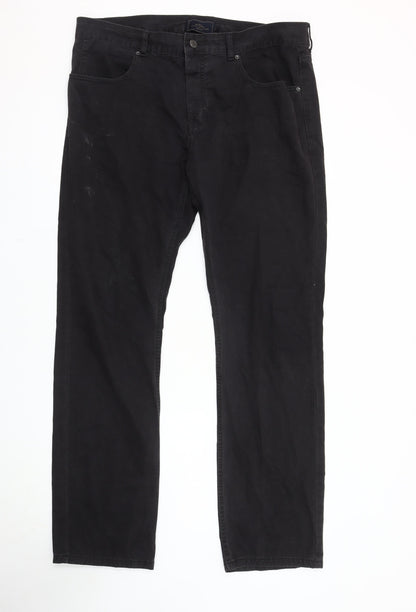 MO Casual Men's Black Trousers, Size 48, Straight Fit
