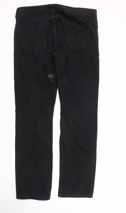 MO Casual Men's Black Trousers, Size 48, Straight Fit