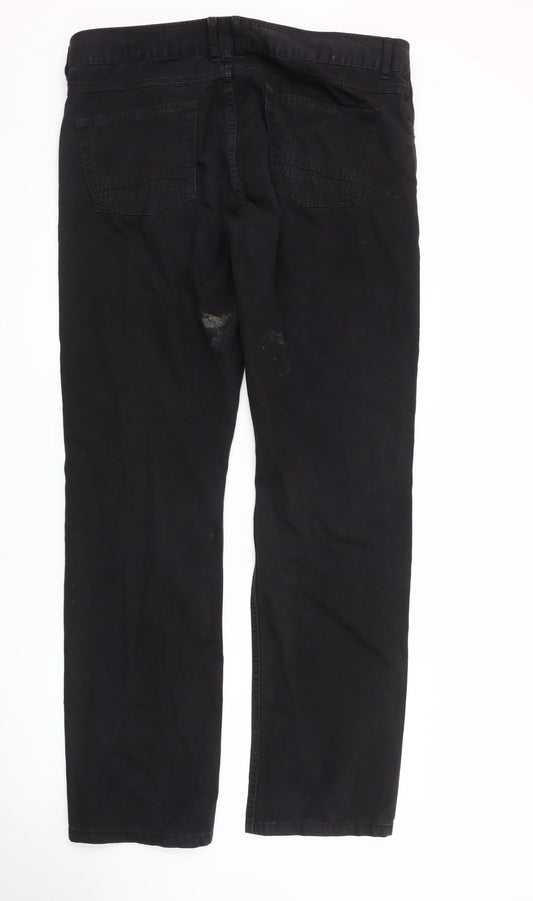 MO Casual Men's Black Trousers, Size 48, Straight Fit
