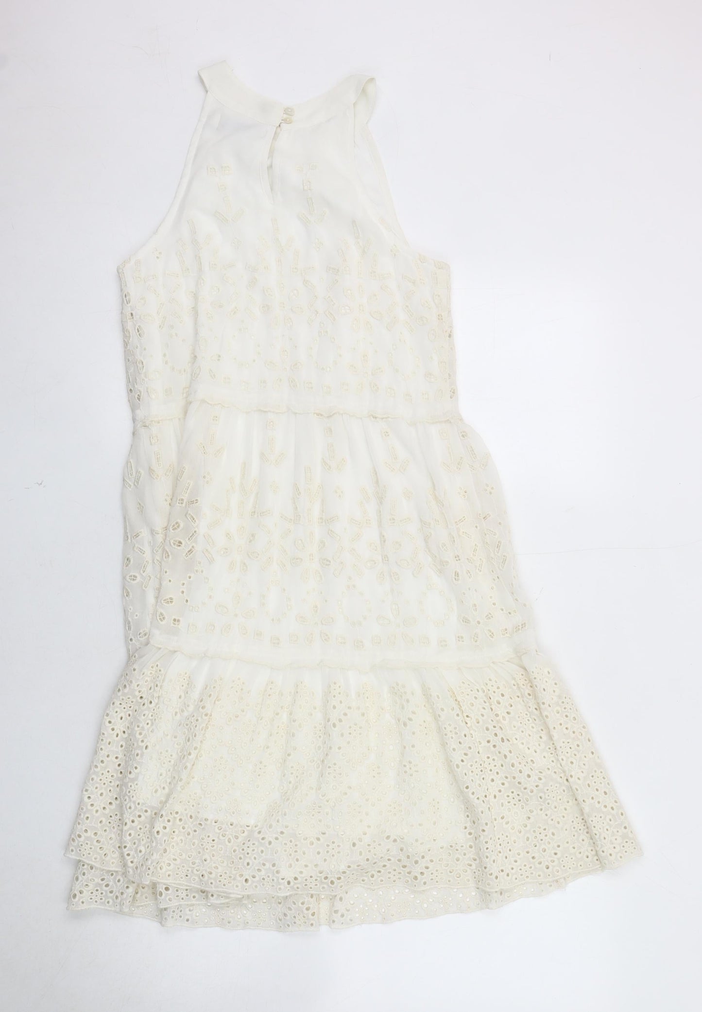 Oasis Women's Ivory Sleeveless Embroidered Dress