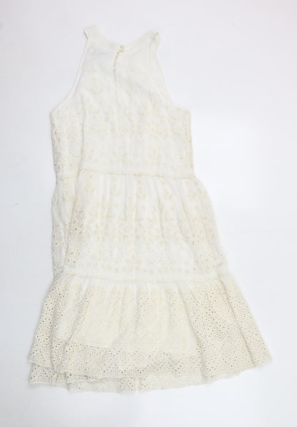 Oasis Women's Ivory Sleeveless Embroidered Dress