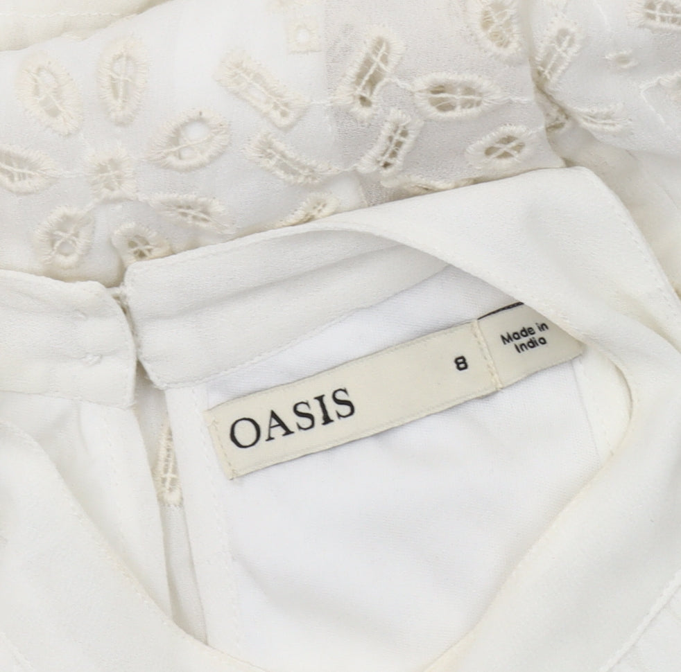 Oasis Women's Ivory Sleeveless Embroidered Dress