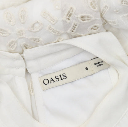 Oasis Women's Ivory Sleeveless Embroidered Dress
