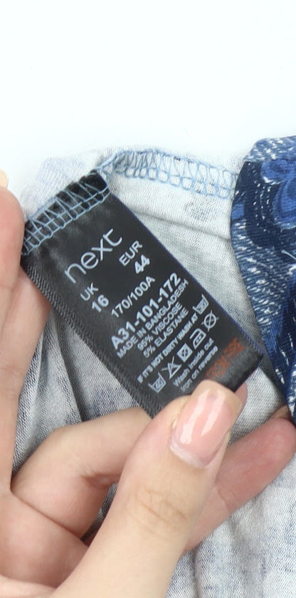 Next Women Blue Floral Dress, Size 16 Regular Fit