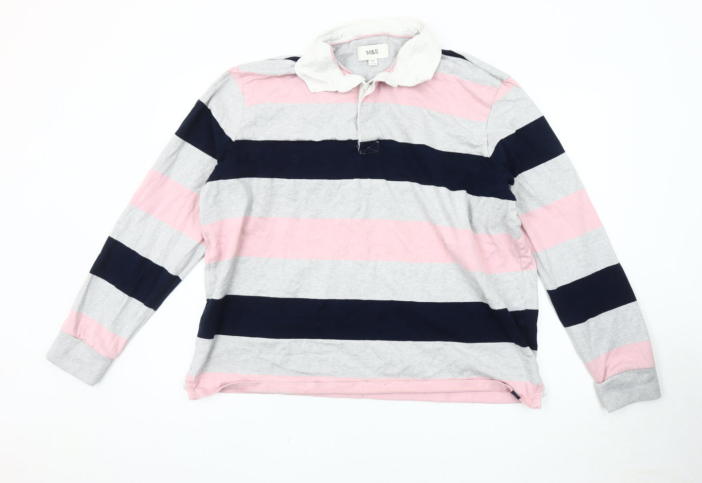 Marks and Spencer Men's 2XL Stripe Polo Multicoloured