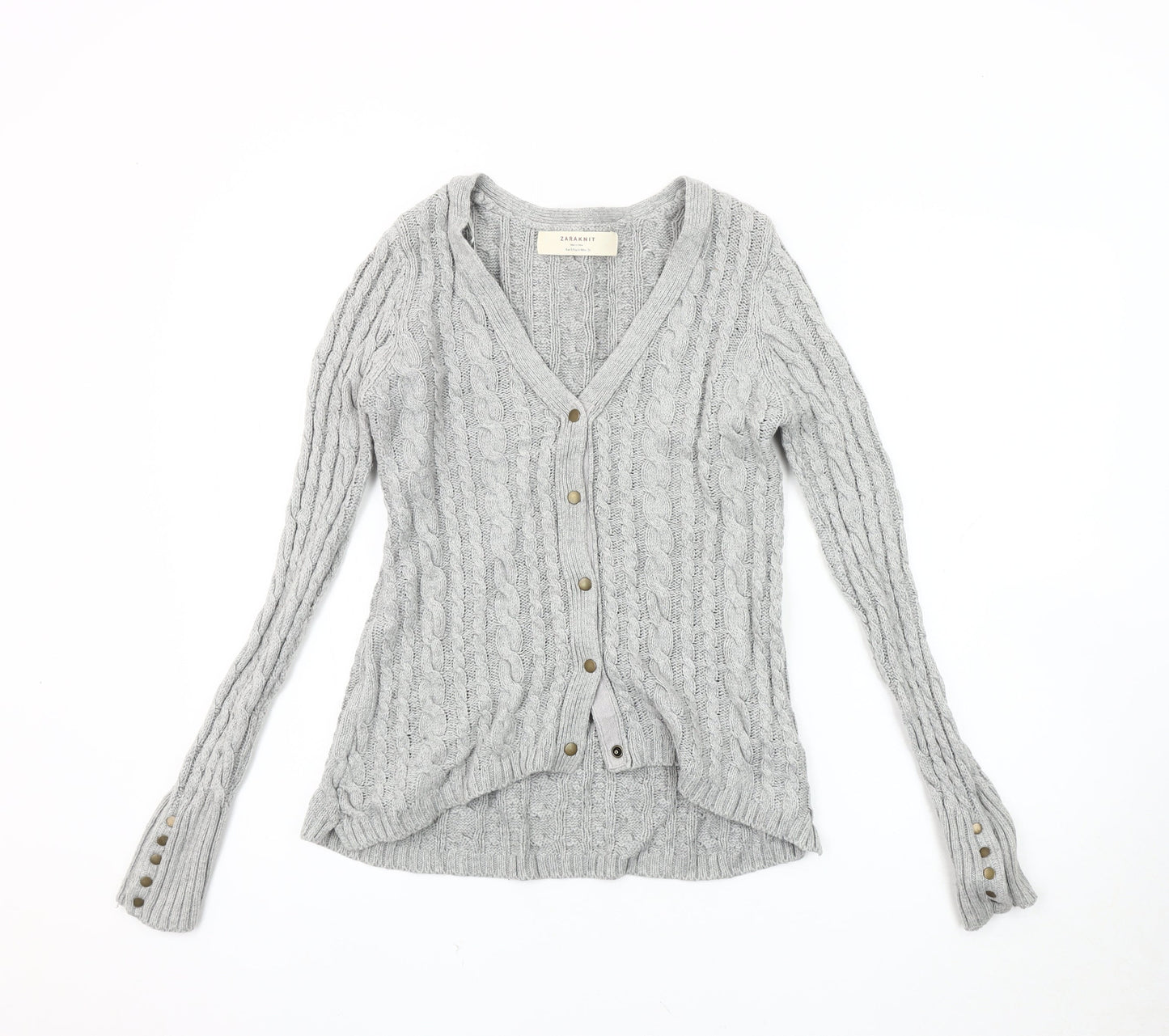 Womens UK Size S Zara Grey Cardigan Jumper