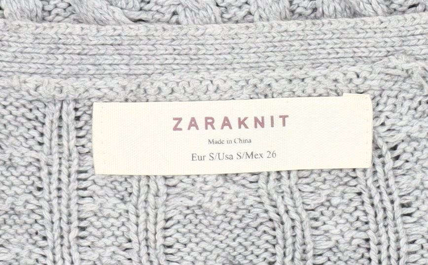 Womens UK Size S Zara Grey Cardigan Jumper