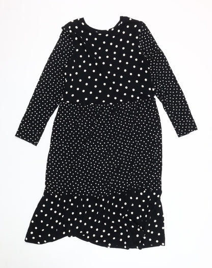 Marks and Spencer Women's Black Polka Dot Dress Size 12