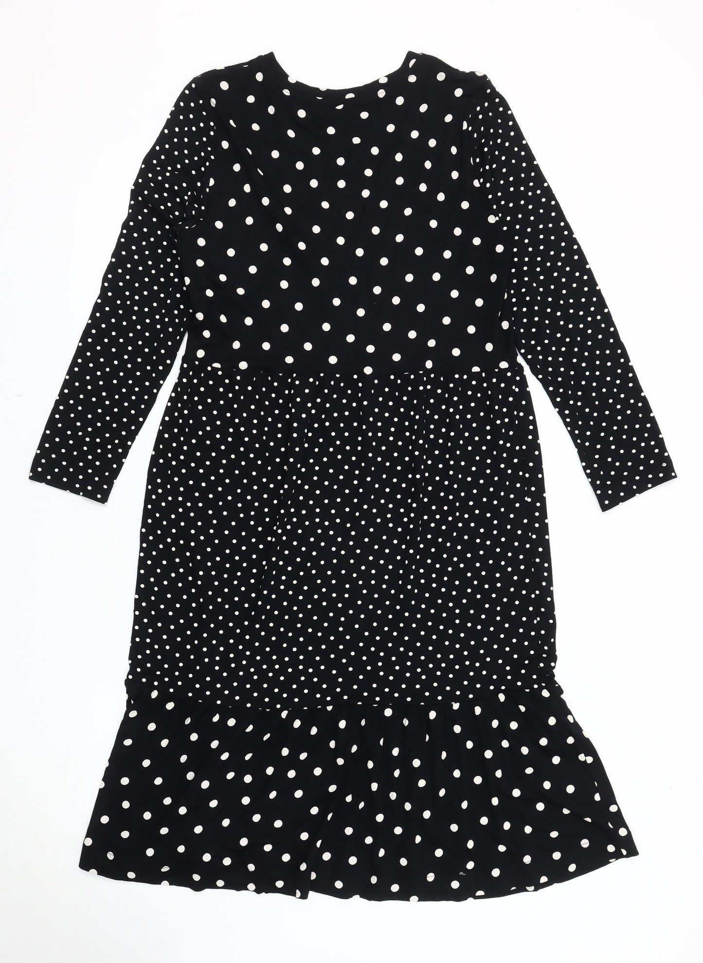 Marks and Spencer Women's Black Polka Dot Dress Size 12
