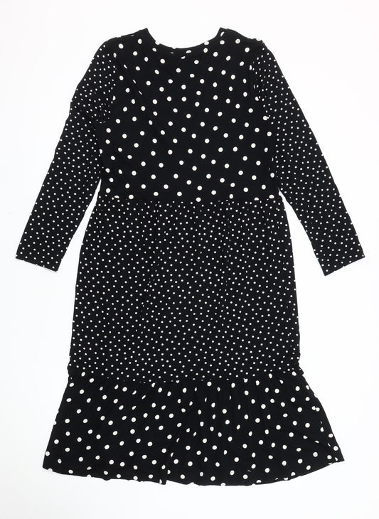 Marks and Spencer Women's Black Polka Dot Dress Size 12