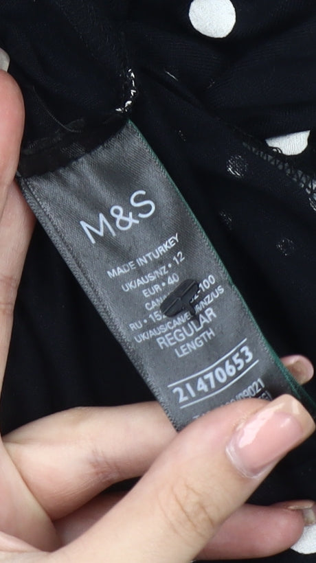 Marks and Spencer Women's Black Polka Dot Dress Size 12