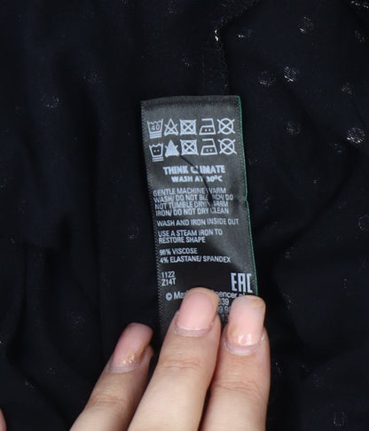 Marks and Spencer Women's Black Polka Dot Dress Size 12