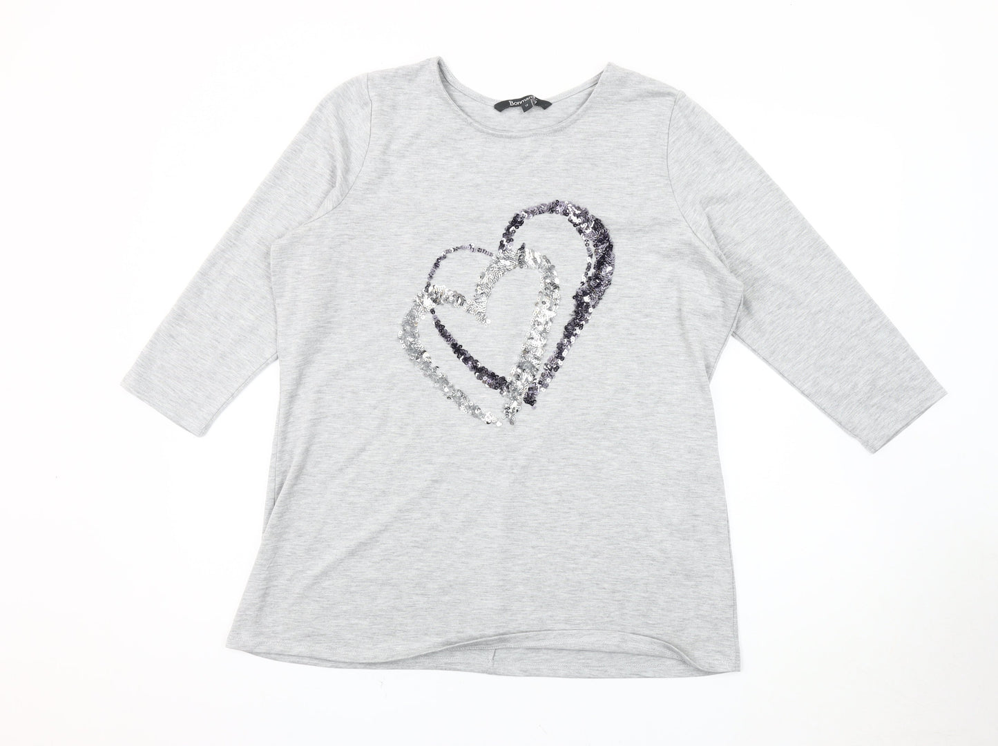 Womens UK Size 12 Bonmarché Grey Basic T-Shirt