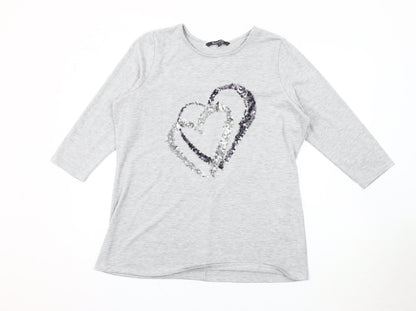 Womens UK Size 12 Bonmarché Grey Basic T-Shirt