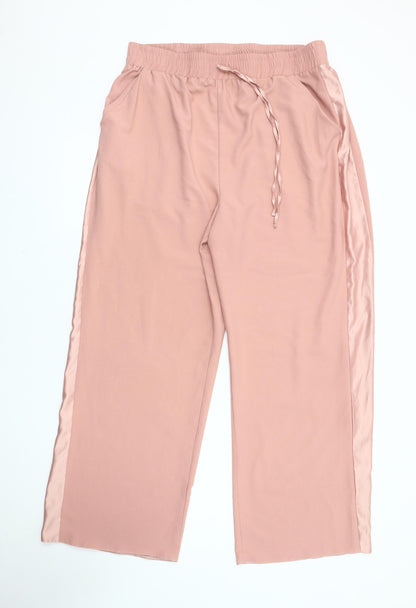 Womens UK Size 18 Principles Relaxed Fit Wide-Leg Pink Trousers
