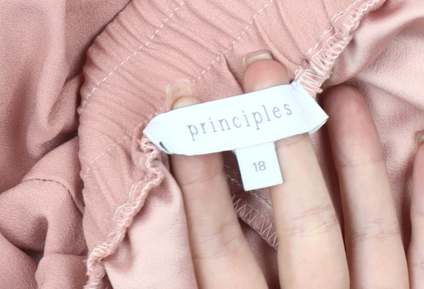 Womens UK Size 18 Principles Relaxed Fit Wide-Leg Pink Trousers