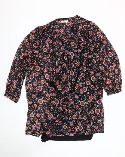 Marks and Spencer Women's Black Floral Dress, Size 12