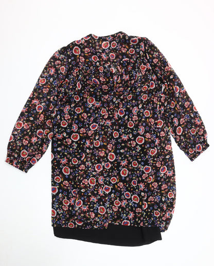 Marks and Spencer Women's Black Floral Dress, Size 12