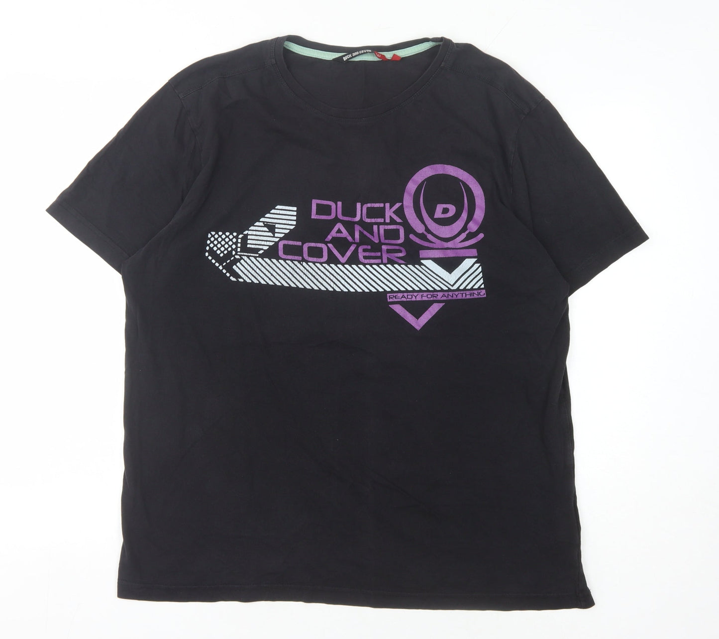 Mens UK Size L Duck and Cover Black  T-Shirt