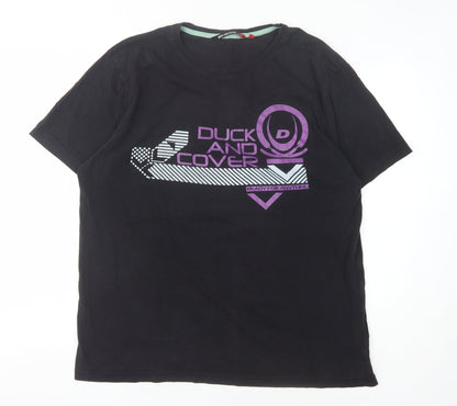 Mens UK Size L Duck and Cover Black  T-Shirt