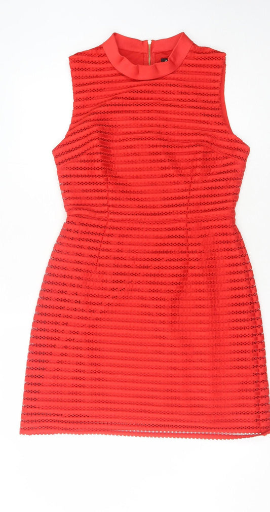 Oasis Women's Red Sleeveless High Neck Dress