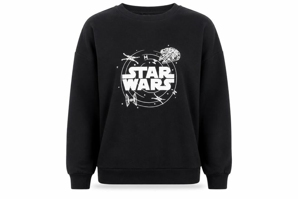 Front view of Star Wars Black Graphic Sweatshirt unisex medium