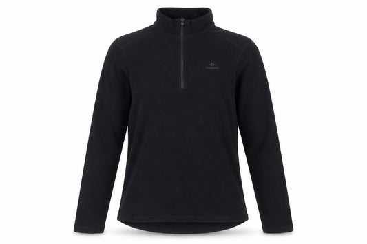 Front view of Quechua Black XS unisex zip fleece sweatshirt