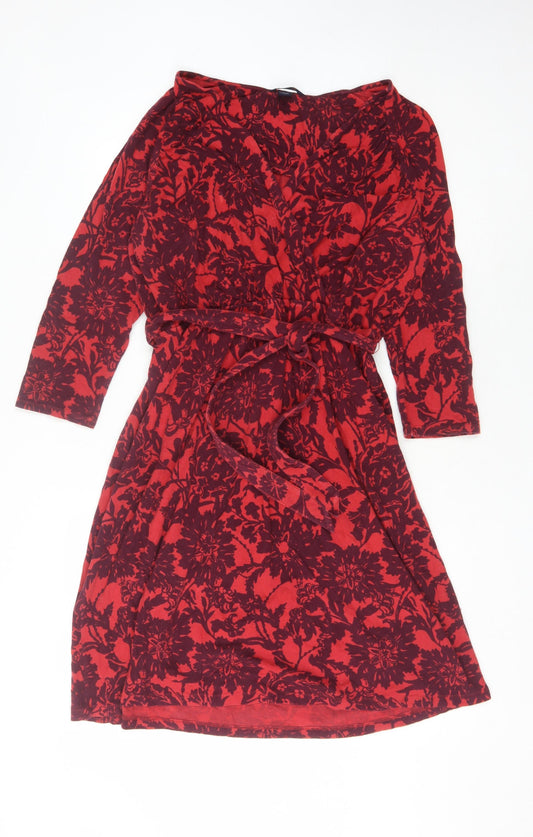 Lands' End Women's Red Floral Dress Size L
