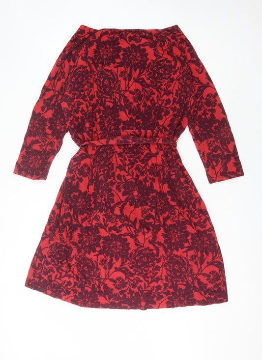 Lands' End Women's Red Floral Dress Size L