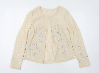 Monsoon Women Beige Silk Blazer, Size 8